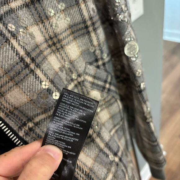 Free People Louie Wool Blend Embellished Bomber Jacket - Picture 8 of 10